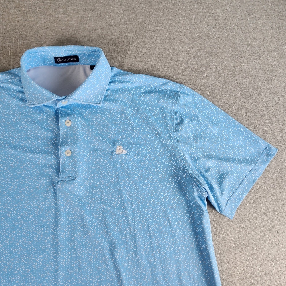 Turtleson Golf Polo Shirt Mens Large Blue Abstract Print Performance Stretch
